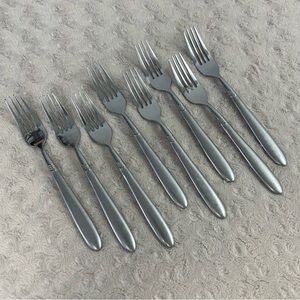 Hampton Silversmiths Amare Dinner Forks Frosted Handle Lot of 8